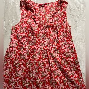 Boden cotton ruffle neck sleeveless blouse.